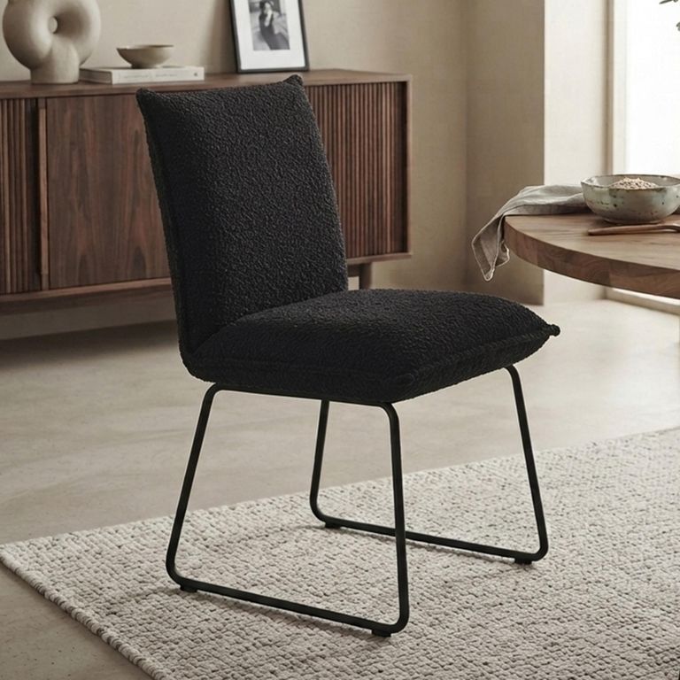 Atlanta Dining Chair - Set of 2 - Onyx - Fabric and Metal