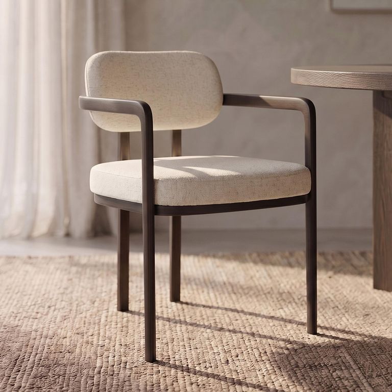Eva Dining Armchair - Set of 2 - Cream - Fabric