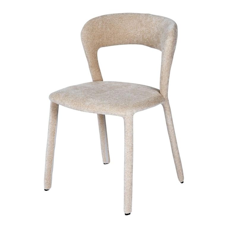 Toledo Dining Chair - Set of 2 - Curved Back - Beige - Fabric
