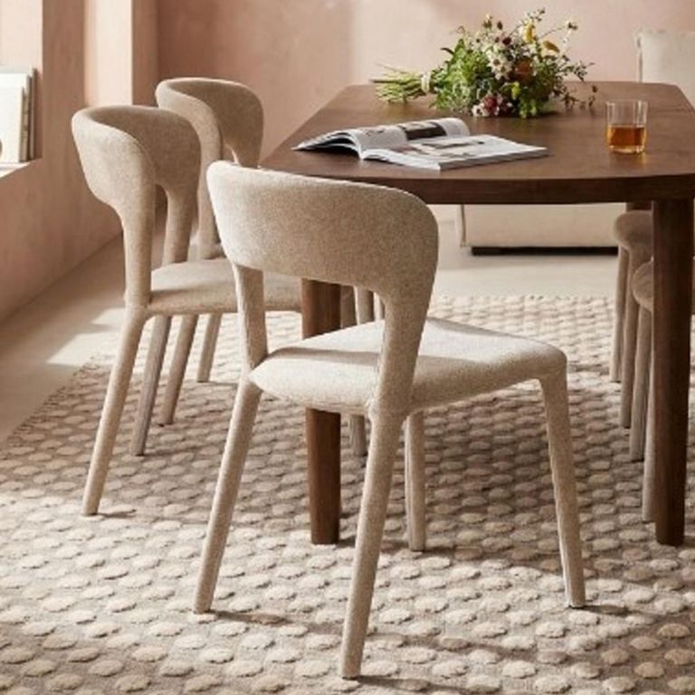 Toledo Dining Chair - Set of 2 - Curved Back - Beige - Fabric
