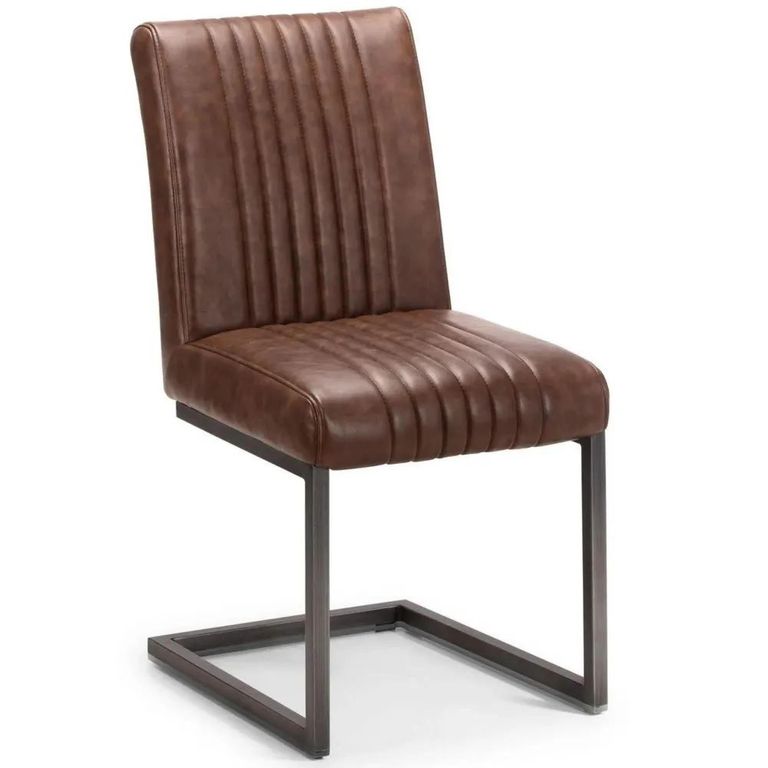 Clearance - Brooklyn Cantilever Dining Chair - Set of 2 - Brown Faux Leather - FSS17391