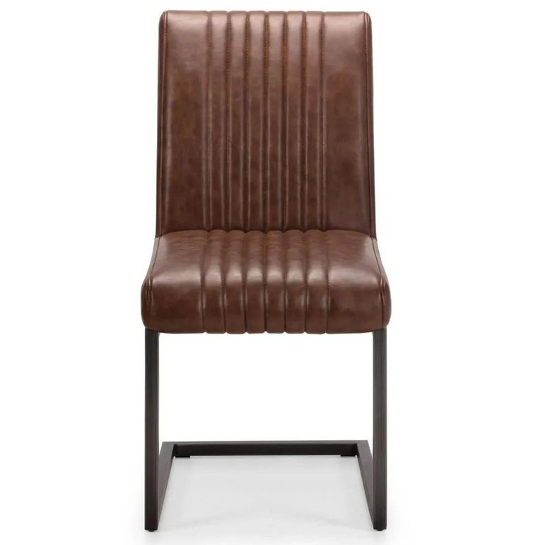 Clearance - Brooklyn Cantilever Dining Chair - Set of 2 - Brown Faux Leather - FSS17391