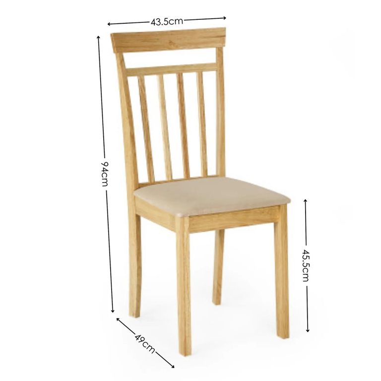 Coast Dining Chair - Set of 2 - Natural - Cream - Solid Wood and Fabric