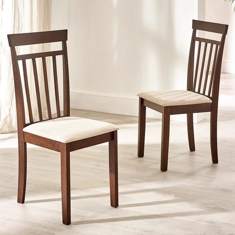 Coast Dining Chair - Set of 2 - Walnut - Cream - Solid Wood and Fabric