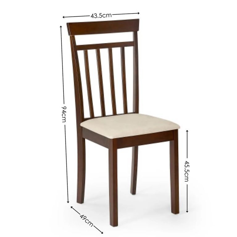 Coast Dining Chair - Set of 2 - Walnut - Cream - Solid Wood and Fabric