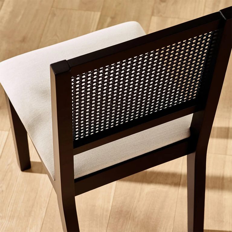 Knoxley Dining Chair - Set of 2 - Black and Cream - Rattan and Fabric