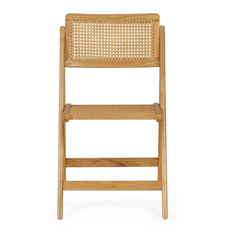 Elodie Folding Dining Chair - Set of 2 - Natural - Rattan and Solid Ash