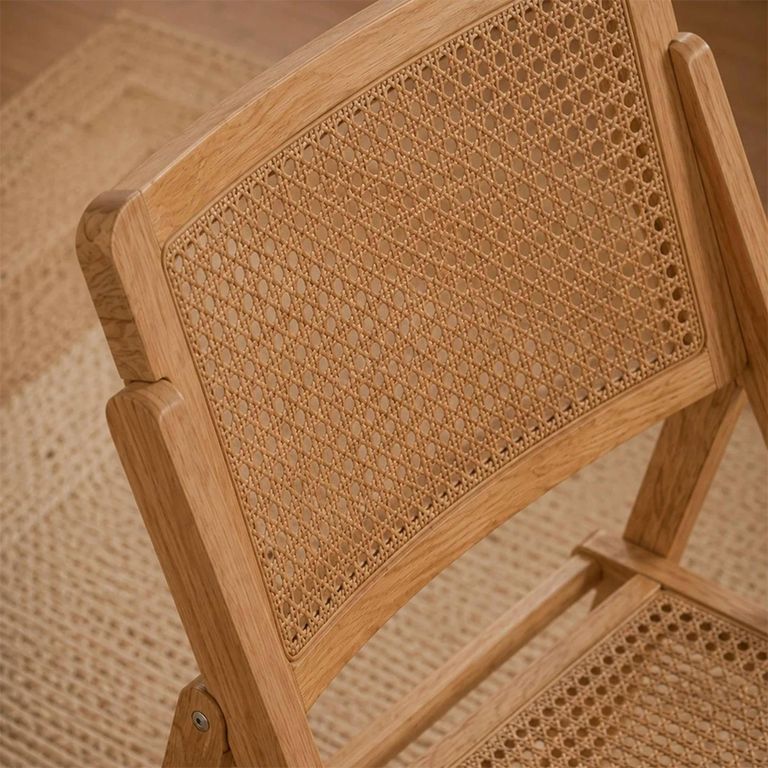 Elodie Folding Dining Chair - Set of 2 - Natural - Rattan and Solid Ash