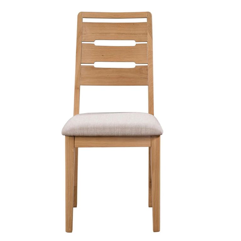 Curve Dining Chair - Set of 2 - Natural and Beige - Oak and Linen Fabric