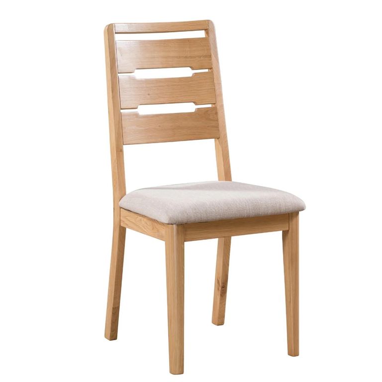 Curve Dining Chair - Set of 2 - Natural and Beige - Oak and Linen Fabric