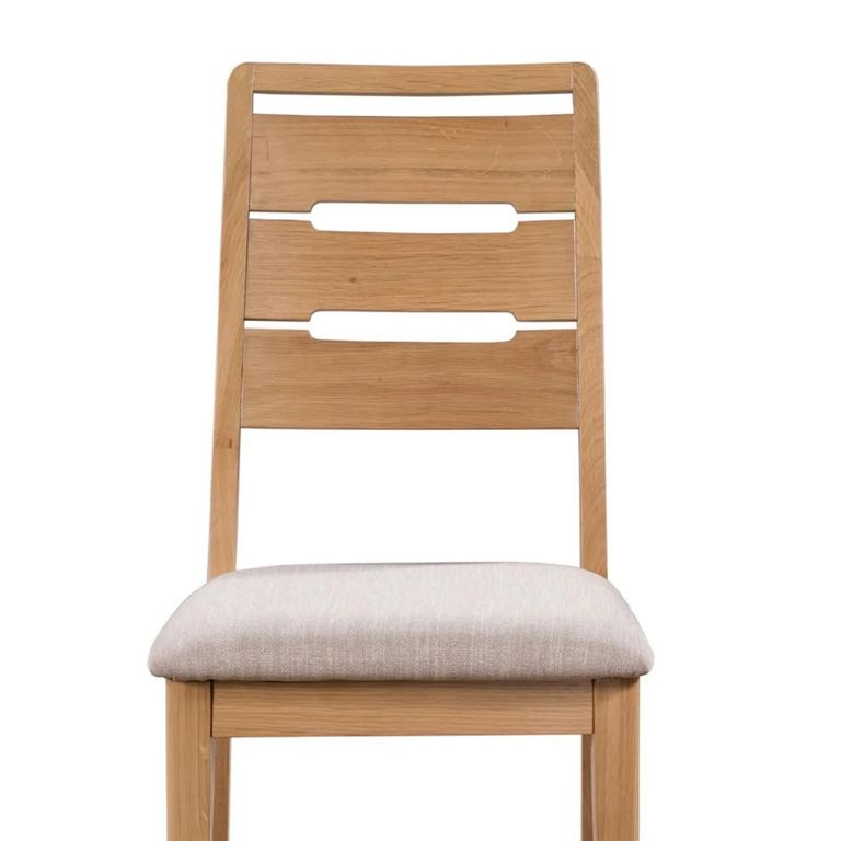 Curve Dining Chair - Set of 2 - Natural and Beige - Oak and Linen Fabric