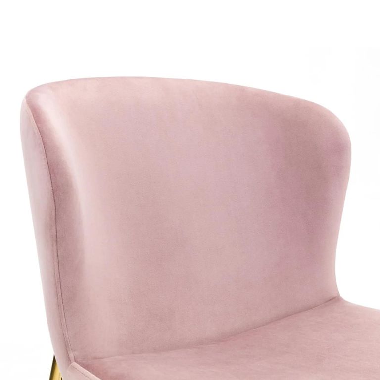 Harper Dining Chair - Set of 2 - Curved Back - Dusky Pink and Gold - Fabric and Metal