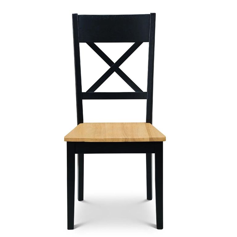 Hockley Dining Chair - Set of 2 - Cross Back - Black Painted - Oak Effect