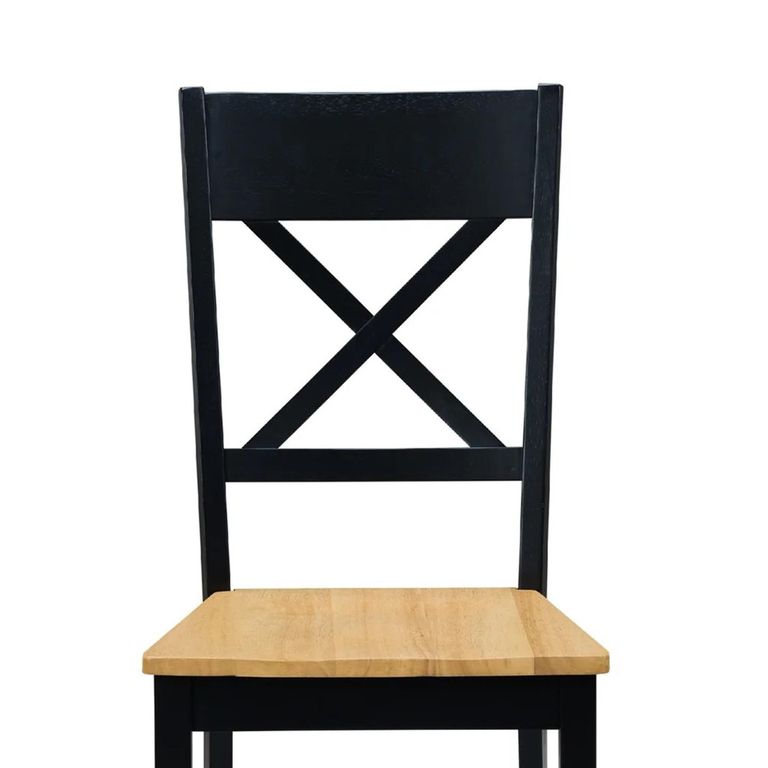 Hockley Dining Chair - Set of 2 - Cross Back - Black Painted - Oak Effect