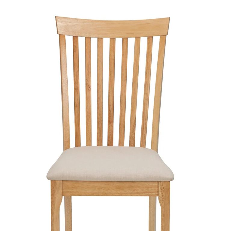 Ibsen Dining Chair - Set of 2 - Slatted Back - Lacquered and Beige - Oak Effect and Fabric