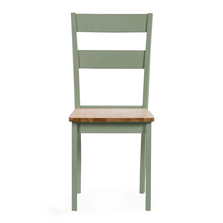 Linwood Dining Chair - Set of 2 - Natural and Sage Green Painted - Oak Effect