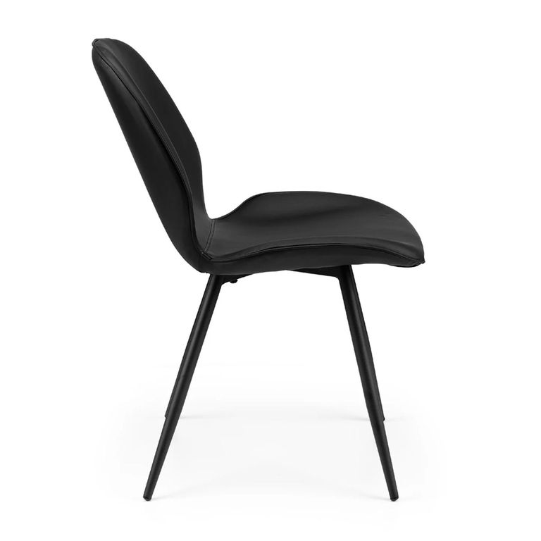 Otto Dining Chair - Set of 2 - Black - Faux Leather and Metal