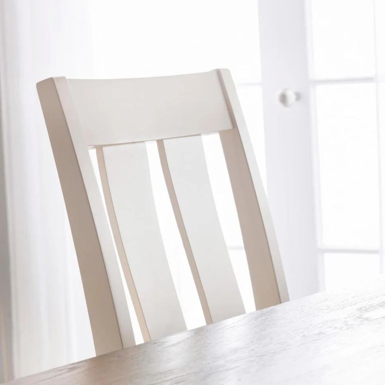 Pembroke Dining Chair - Set of 2 - Ivory Lacquered and Beige - Wood and Fabric
