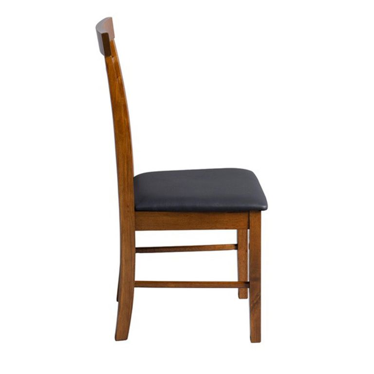 Hanover Dining Chair - Set of 2 - Ladder Back - Brown and Black - Dark Oak and Faux Leather