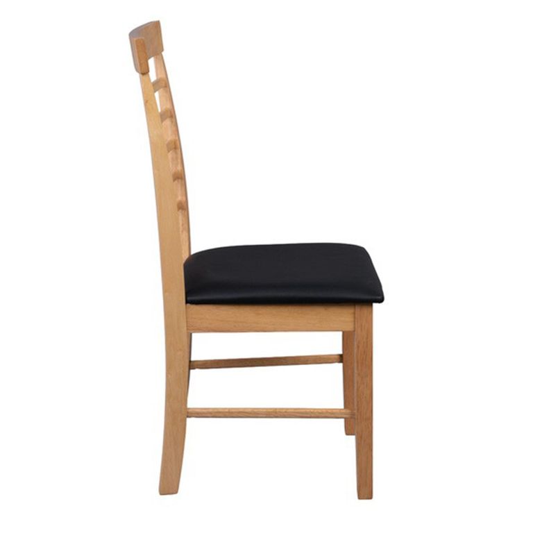 Hanover Dining Chair - Set of 2 - Ladder Back - Natural and Black - Light Oak and Faux Leather - Assembled