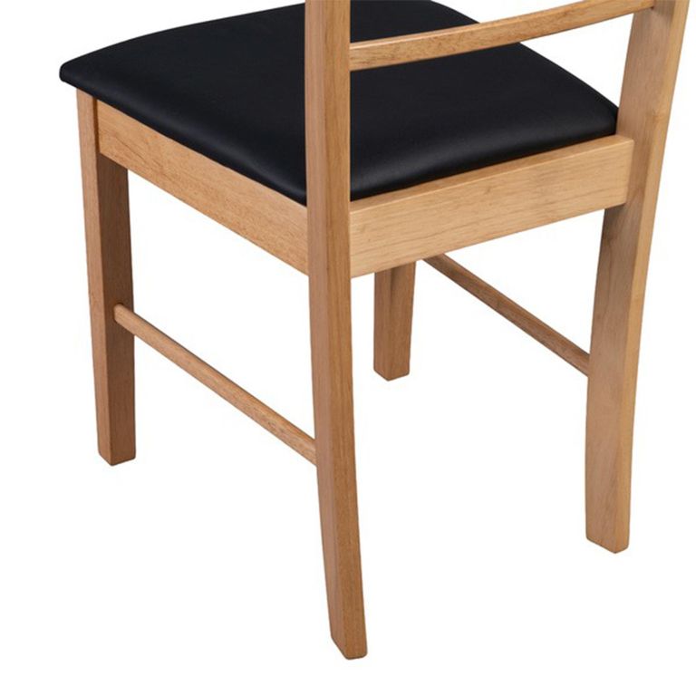 Hanover Dining Chair - Set of 2 - Ladder Back - Natural and Black - Light Oak and Faux Leather - Assembled