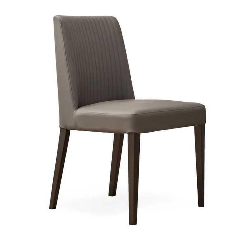 Jupiter Dining Chair - Set of 2 - Grey and Brown - Faux Leather and Wooden