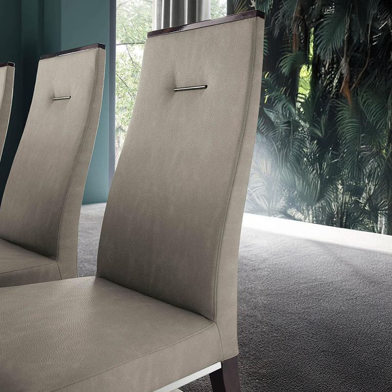 Heritage Dining Chair - Set of 2 - High Back - Dark Velvet Birch High Gloss and Grey - Faux Leather and Wooden