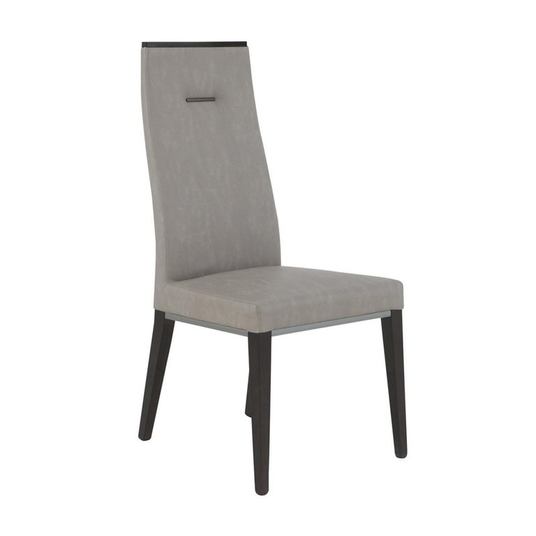 Heritage Dining Chair - Set of 2 - High Back - Dark Velvet Birch High Gloss and Grey - Faux Leather and Wooden