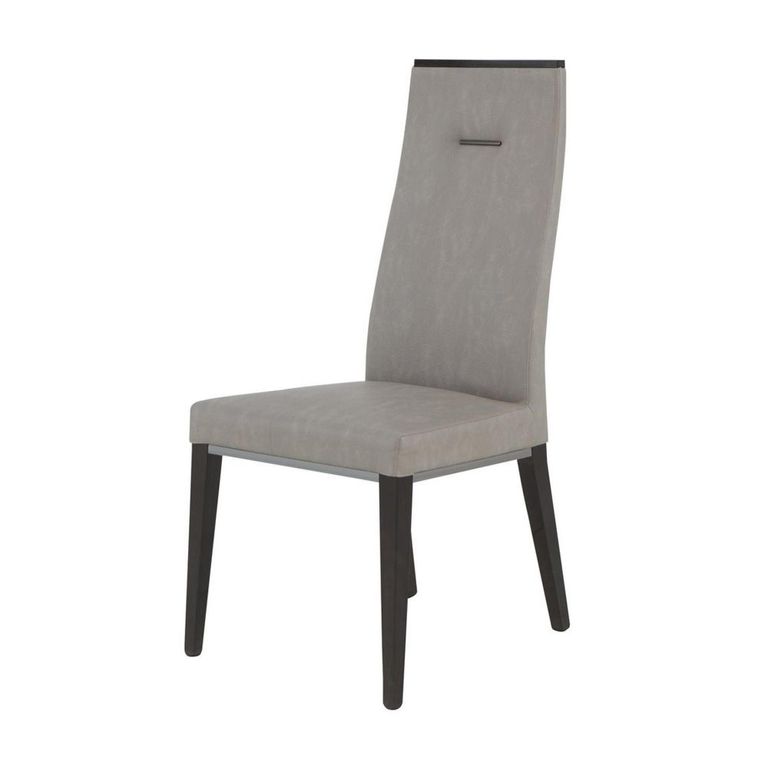 Heritage Dining Chair - Set of 2 - High Back - Dark Velvet Birch High Gloss and Grey - Faux Leather and Wooden