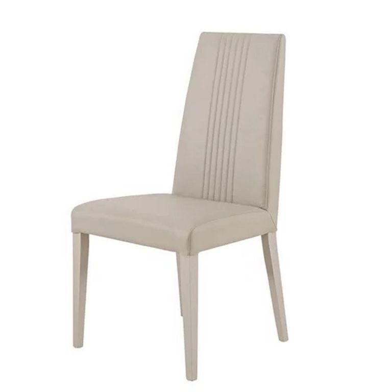 Claire Dining Chair - Set of 2 - High Back - Faux Leather and Pearl Line Eco Veneer High Gloss