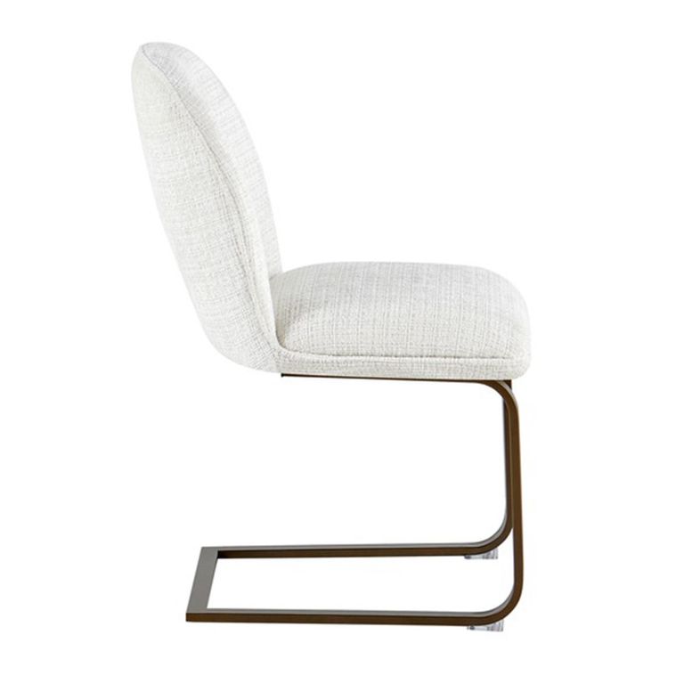 Solara Cantilever Dining Chair - Set of 2 - Sand Blasted - Fabric and Metal