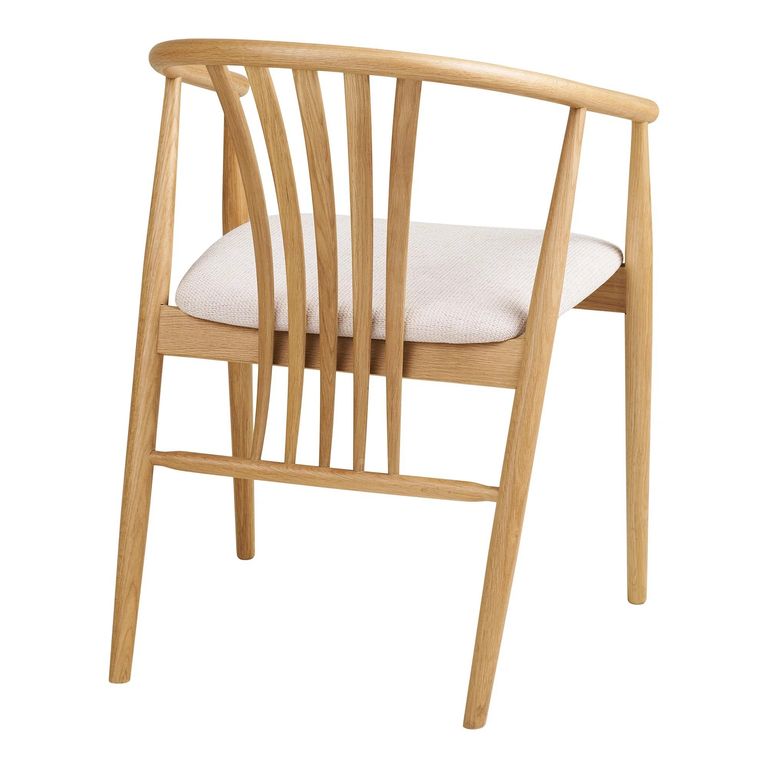 Agustin Dining Armchair - Set of 2 - Curved Back - Natural and Sand - Fabric and Oak
