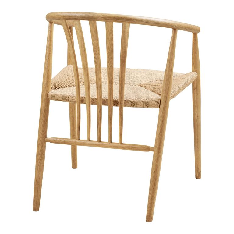 Agustin Dining Armchair - Set of 2 - Curved Back - Wicker Seat - Natural - Oak