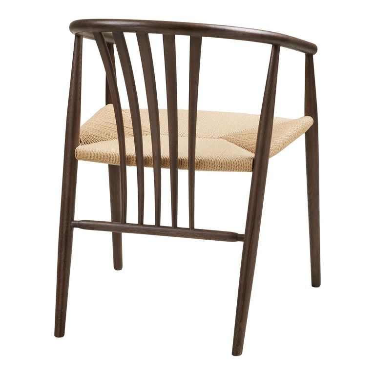 Agustin Dining Armchair - Set of 2 - Curved Back - Wicker Seat - Smoked - Oak