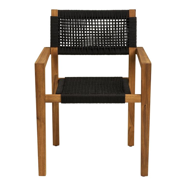 Anzio Dining Armchair - Set of 2 - Natural and Black - Rope and Acacia Wood