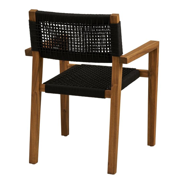 Anzio Dining Armchair - Set of 2 - Natural and Black - Rope and Acacia Wood