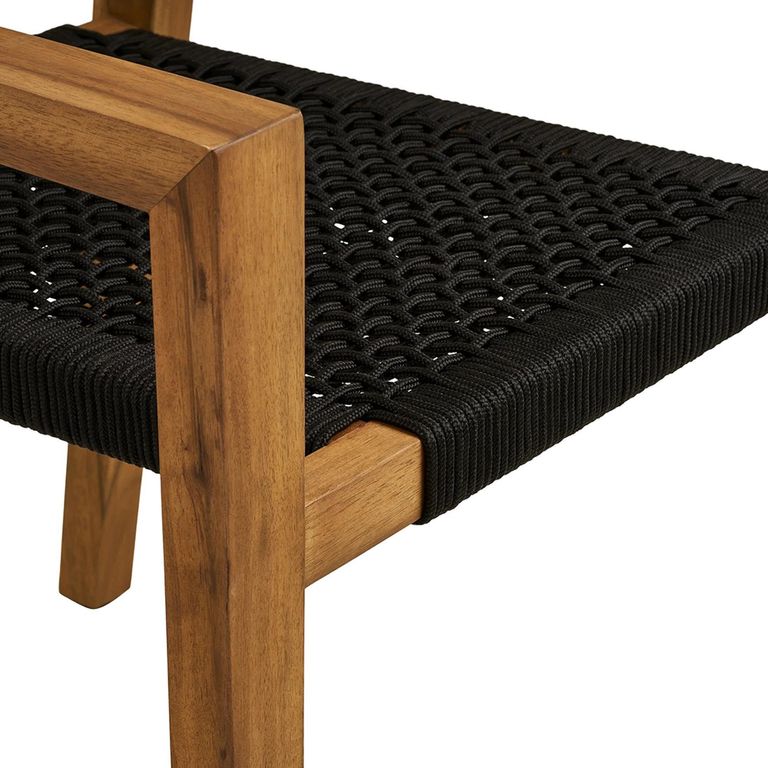 Anzio Dining Armchair - Set of 2 - Natural and Black - Rope and Acacia Wood