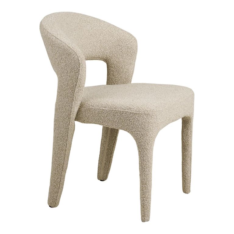 Belmont Dining Chair - Set of 2 - Curved Back - Cream Boucle - Fabric