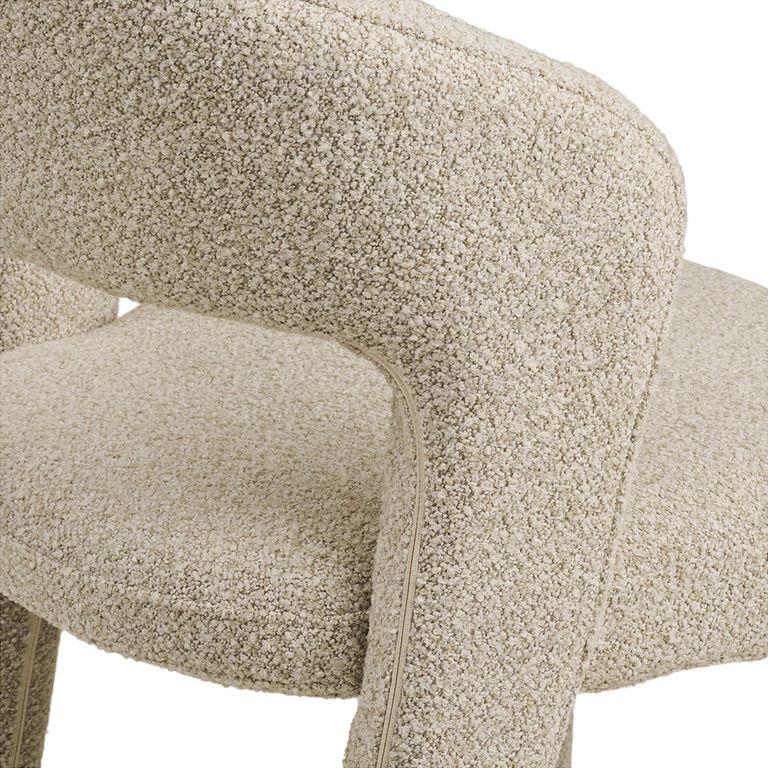 Belmont Dining Chair - Set of 2 - Curved Back - Cream Boucle - Fabric