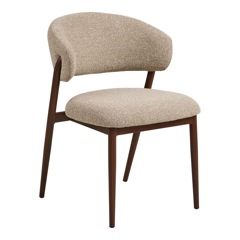 Cavi Dining Chair - Set of 2 - Curved Back - Light Brown and Dark Brown - Fabric and Wood