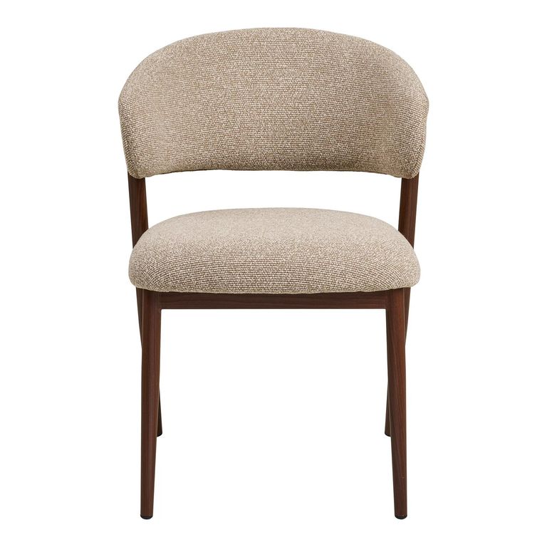 Cavi Dining Chair - Set of 2 - Curved Back - Light Brown and Dark Brown - Fabric and Wood