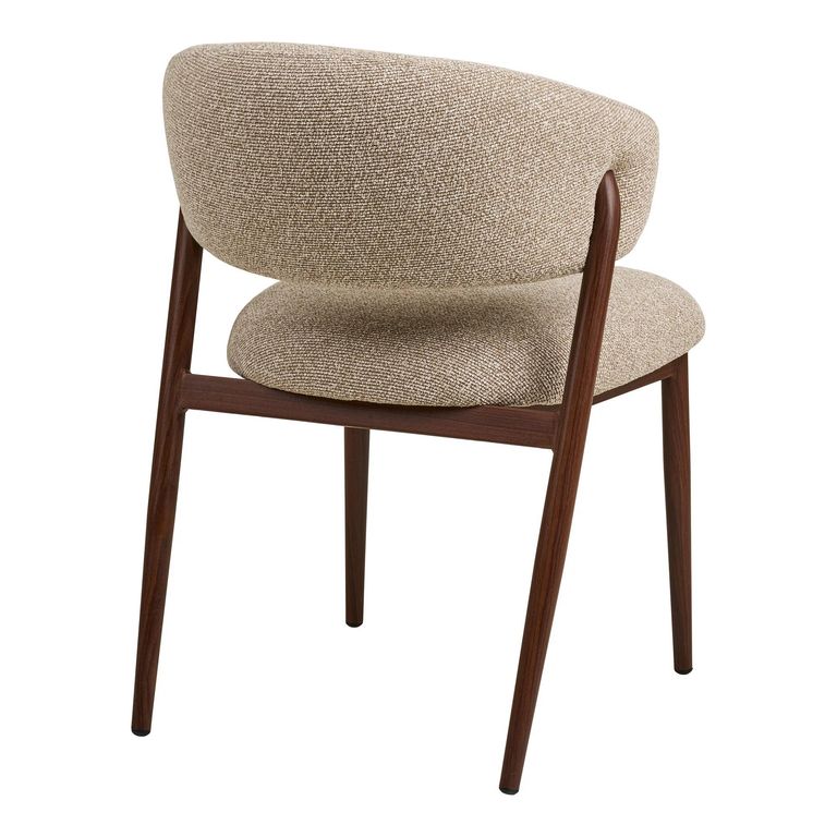 Cavi Dining Chair - Set of 2 - Curved Back - Light Brown and Dark Brown - Fabric and Wood