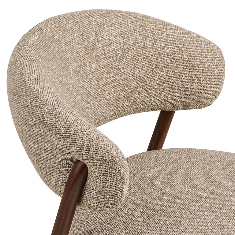 Cavi Dining Chair - Set of 2 - Curved Back - Light Brown and Dark Brown - Fabric and Wood