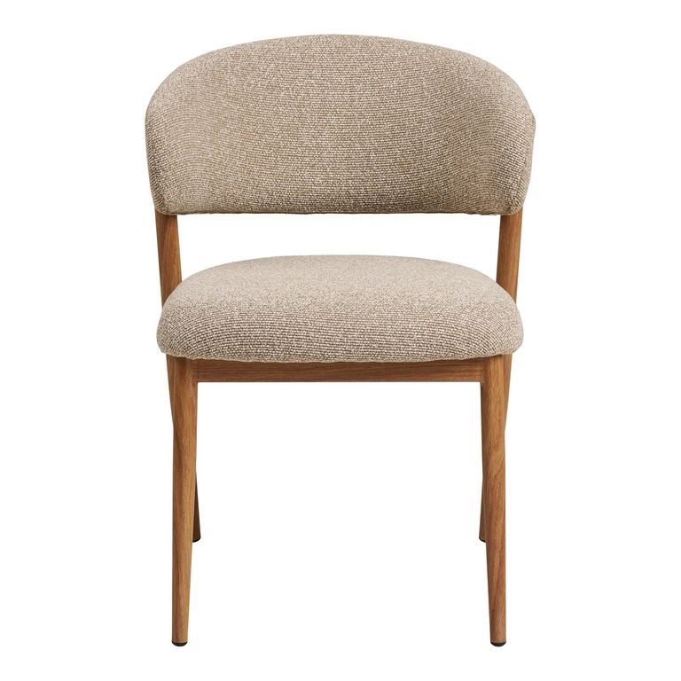 Cavi Dining Chair - Set of 2 - Curved Back - Sand and Natural - Fabric and Wood