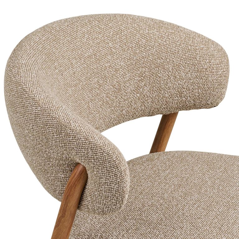 Cavi Dining Chair - Set of 2 - Curved Back - Sand and Natural - Fabric and Wood