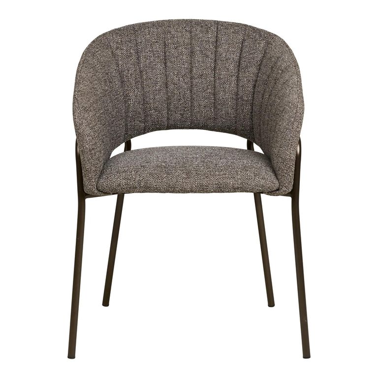 Costa Dining Armchair - Set of 2 - Curved Back - Dark Grey and Black - Fabric and Metal