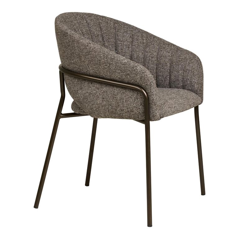 Costa Dining Armchair - Set of 2 - Curved Back - Dark Grey and Black - Fabric and Metal