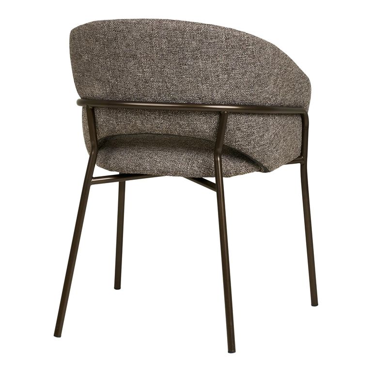 Costa Dining Armchair - Set of 2 - Curved Back - Dark Grey and Black - Fabric and Metal