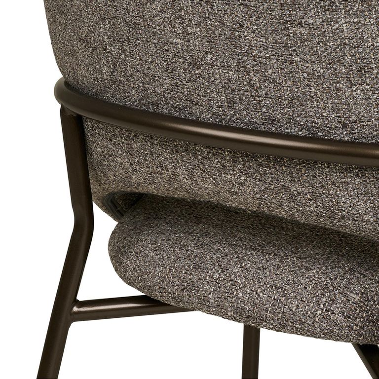 Costa Dining Armchair - Set of 2 - Curved Back - Dark Grey and Black - Fabric and Metal
