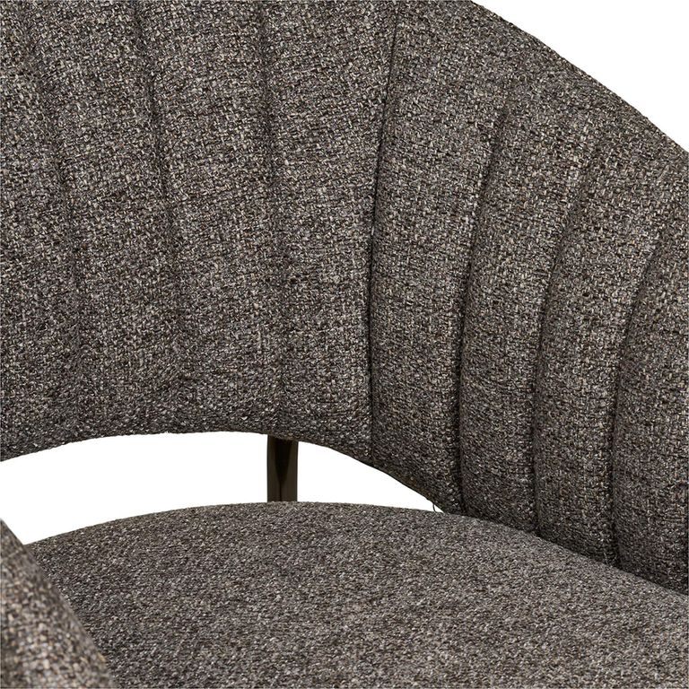 Costa Dining Armchair - Set of 2 - Curved Back - Dark Grey and Black - Fabric and Metal